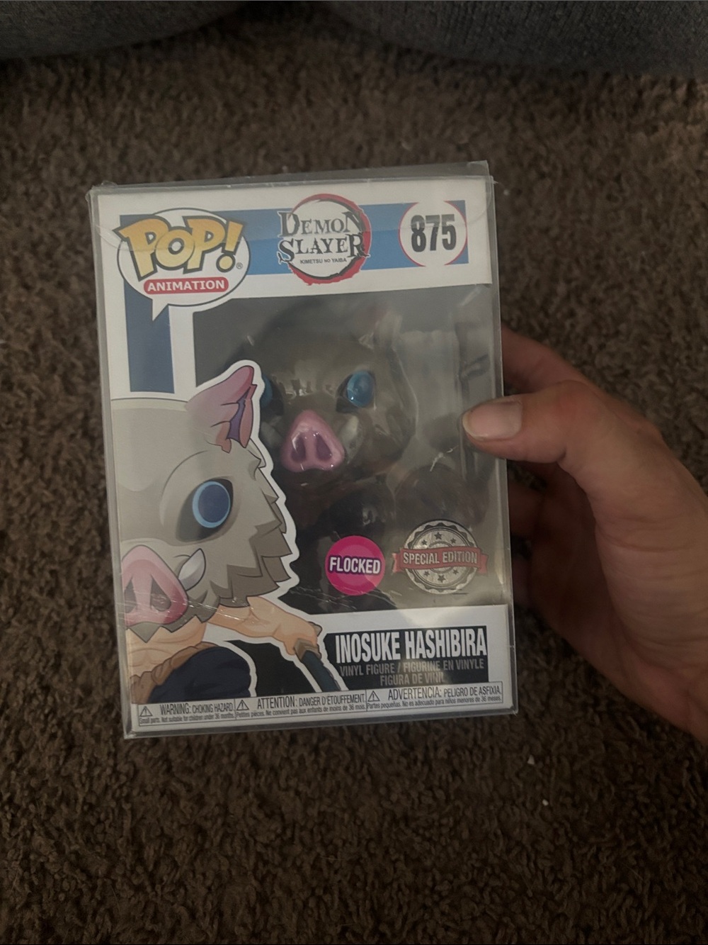 Funko Inosuke Hashibira Flocked Figure - Blue and Pink Accents